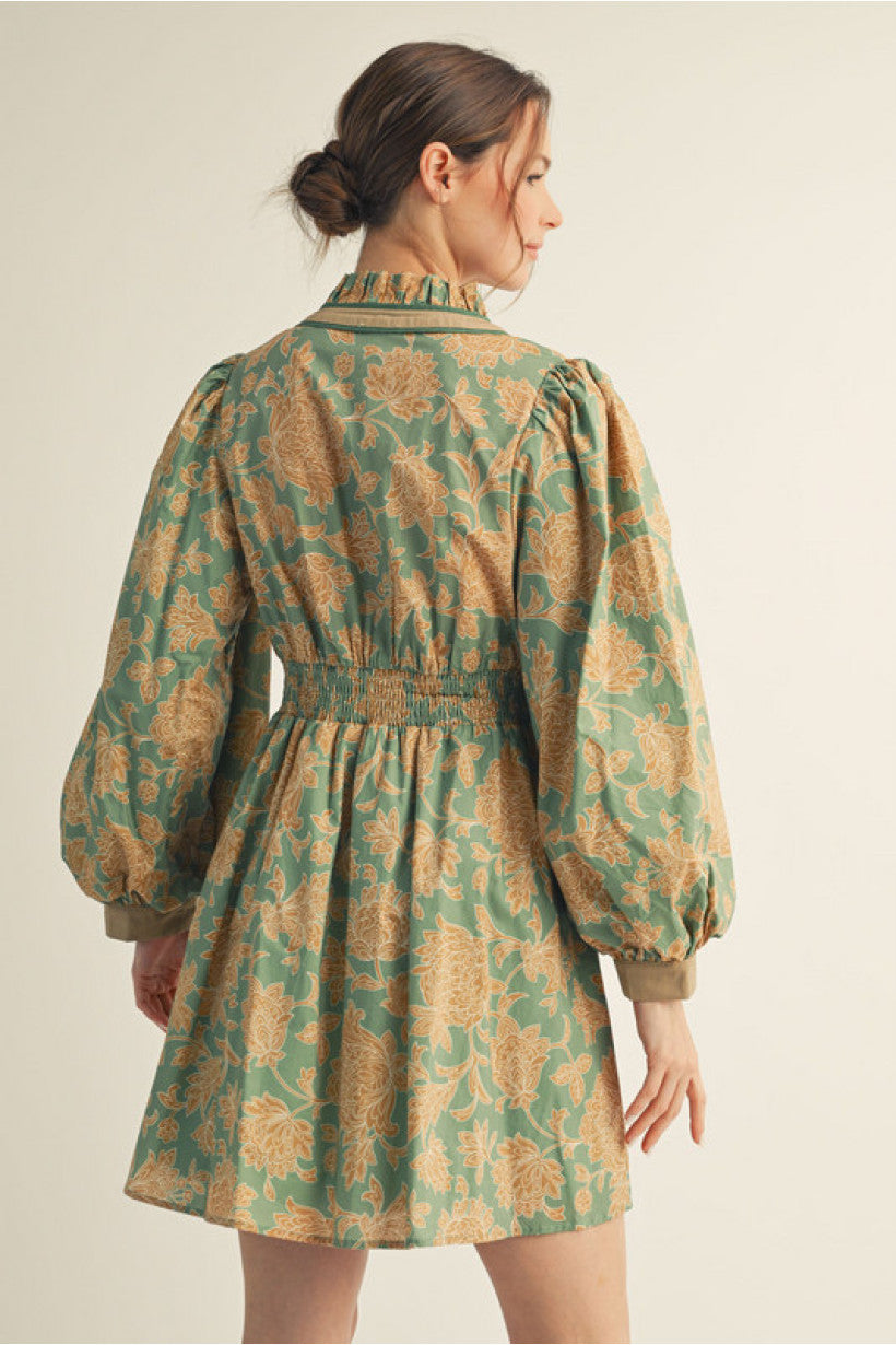 Balloon Floral Mini Dress