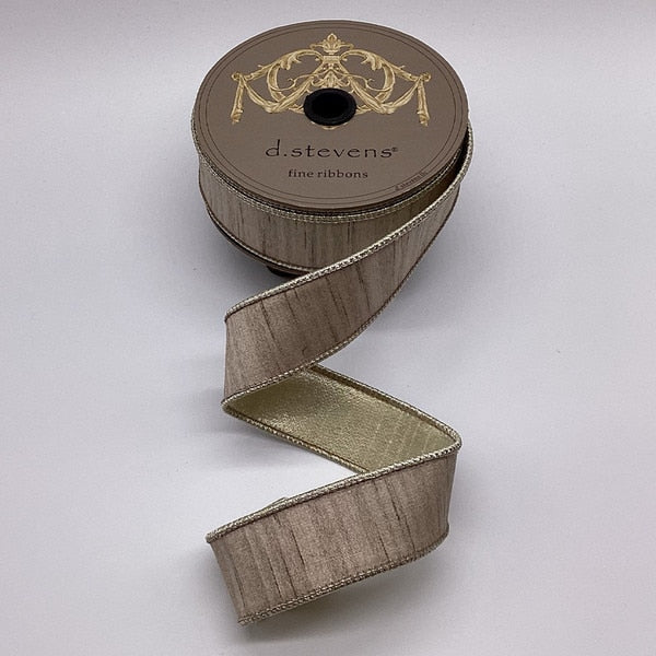 1.5" Slub Dupioni Metallic Platinum Back Ribbon