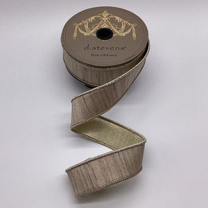 1.5" Slub Dupioni Metallic Platinum Back Ribbon