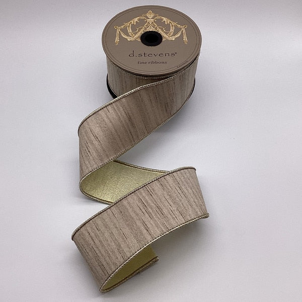 2.5" Slub Dupioni Metallic Platinum Back Ribbon