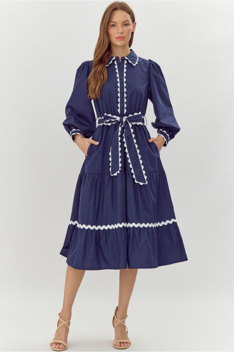 Ric Rac Trim Midi Dress