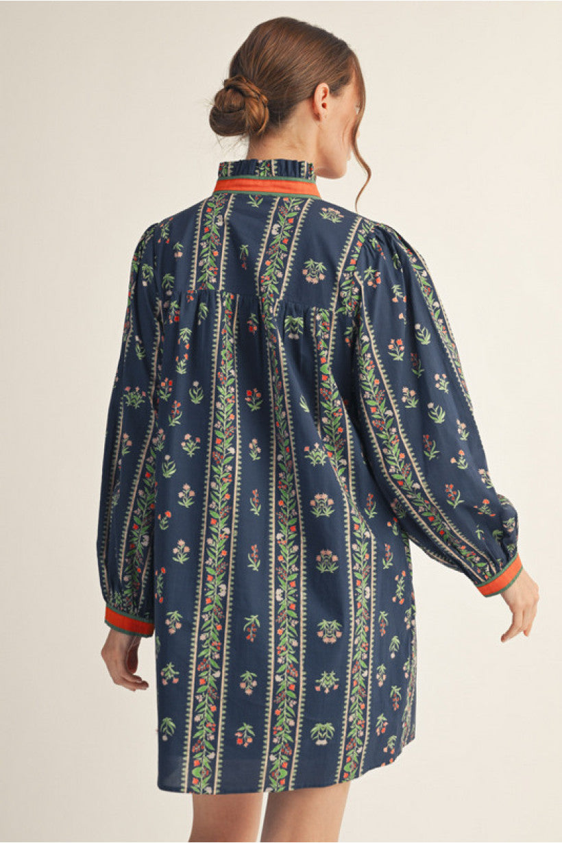 Long Sleeve Foral Mini Dress