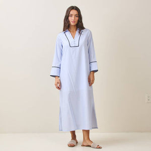 Contrast Pin Stripe Cotton Maxi Dress