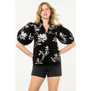 Chenille Puff Sleeve Top