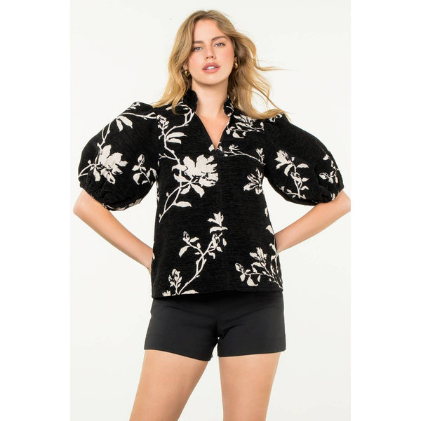 Chenille Puff Sleeve Top