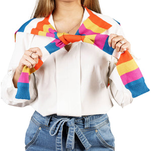 Sorbet Stripes - 17" x 41" Faux Sweater Scarf