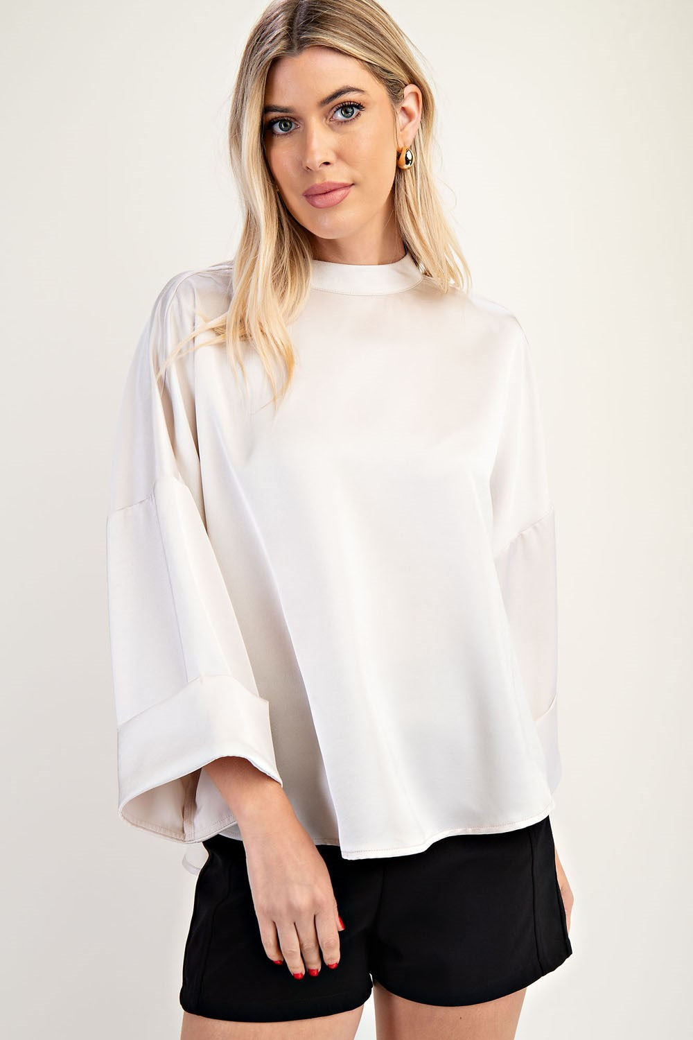 High Neck Wide Short Sleeve Top