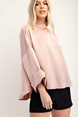 High Neck Wide Short Sleeve Top