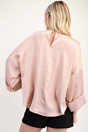 High Neck Wide Short Sleeve Top
