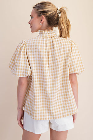 Ruffle Collar Puff Sleeve Top