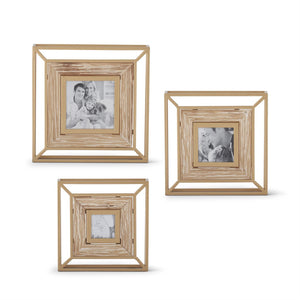 Gold Metal & Wood Modern Photo Frame