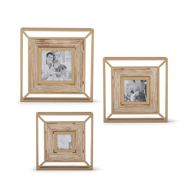 Gold Metal & Wood Modern Photo Frame