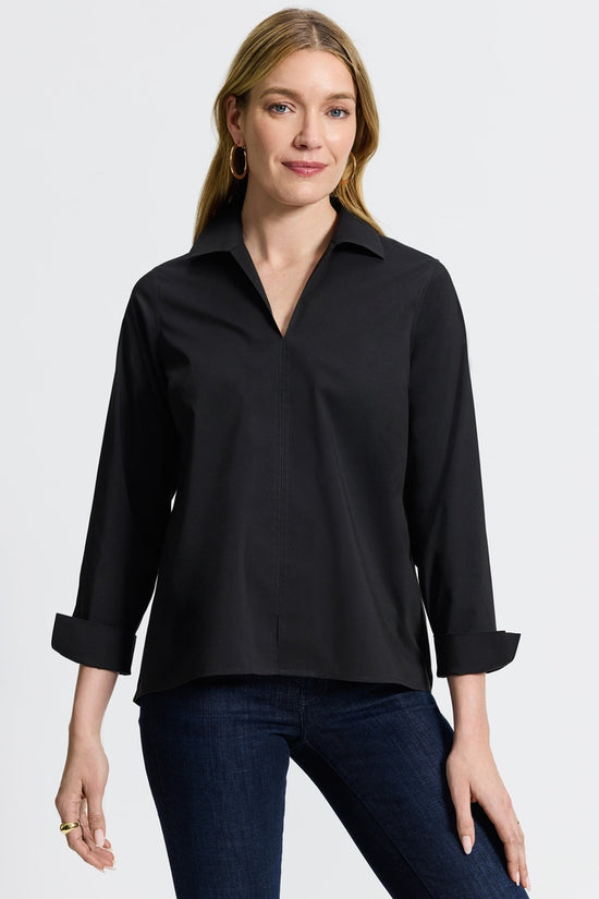 Foxcroft Agnes Long Sleeve Popover Top