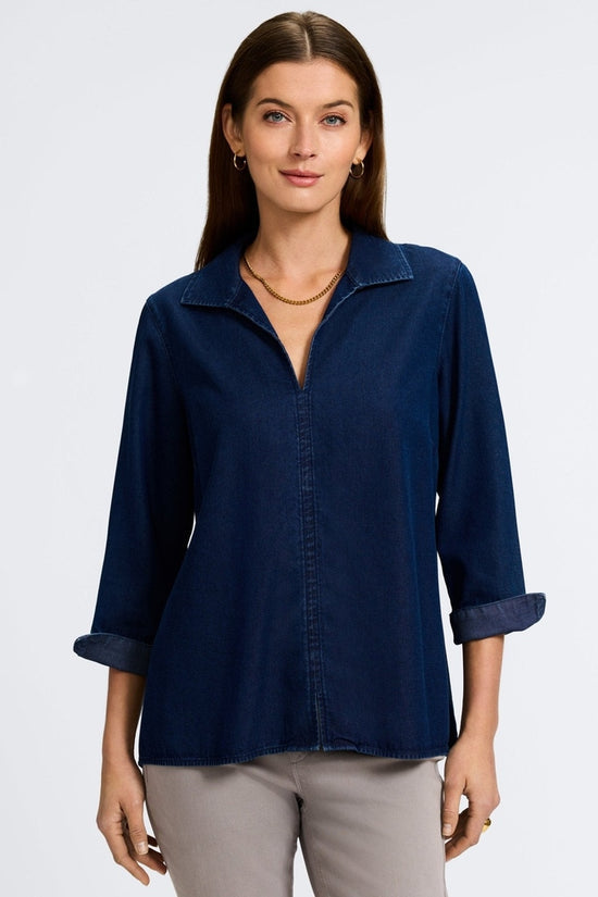 Foxcroft Agnes 3/4 Sleeve Popover Top
