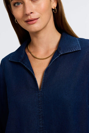 Foxcroft Agnes 3/4 Sleeve Popover Top
