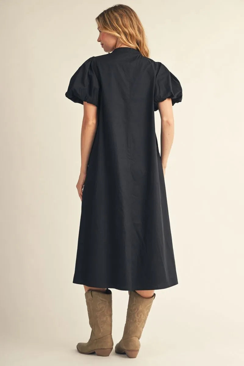 Solid & Applique Midi Dress