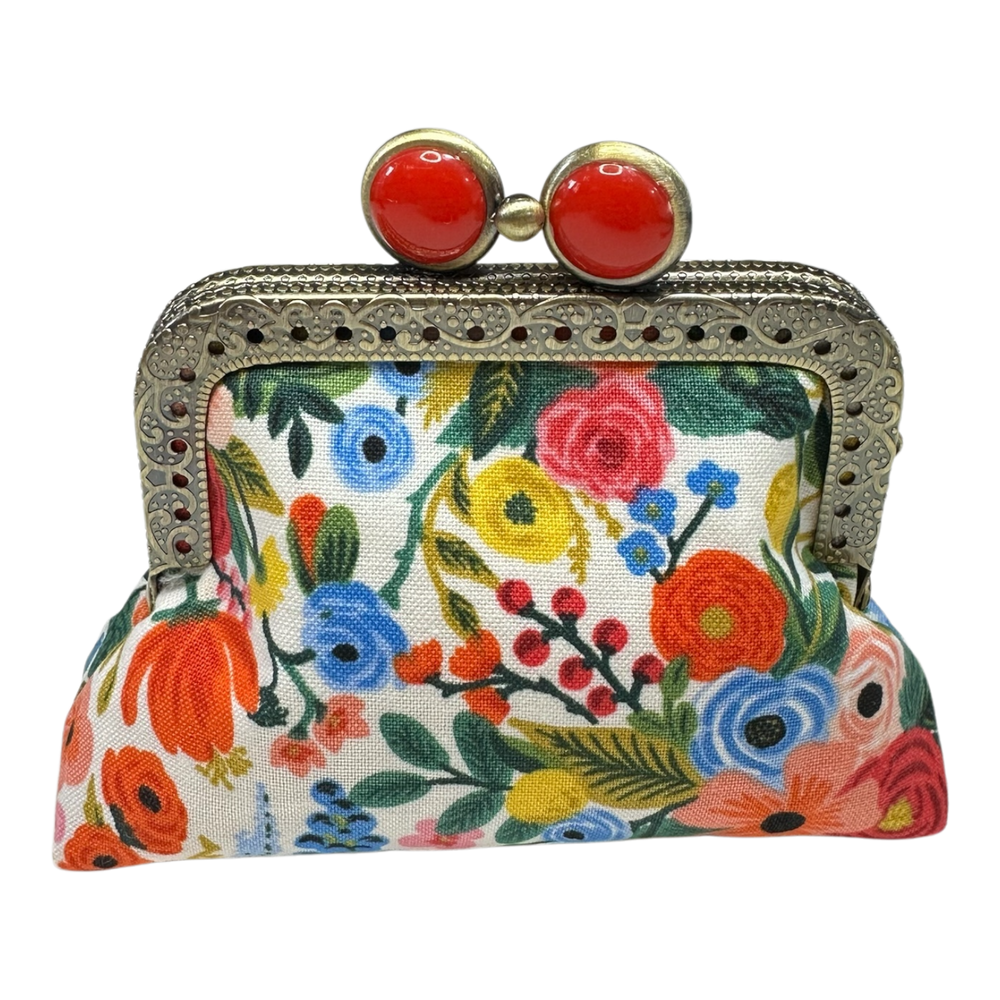 Kiki & Syds Mini Clutch Coin Purse Petite Garden Party Cream