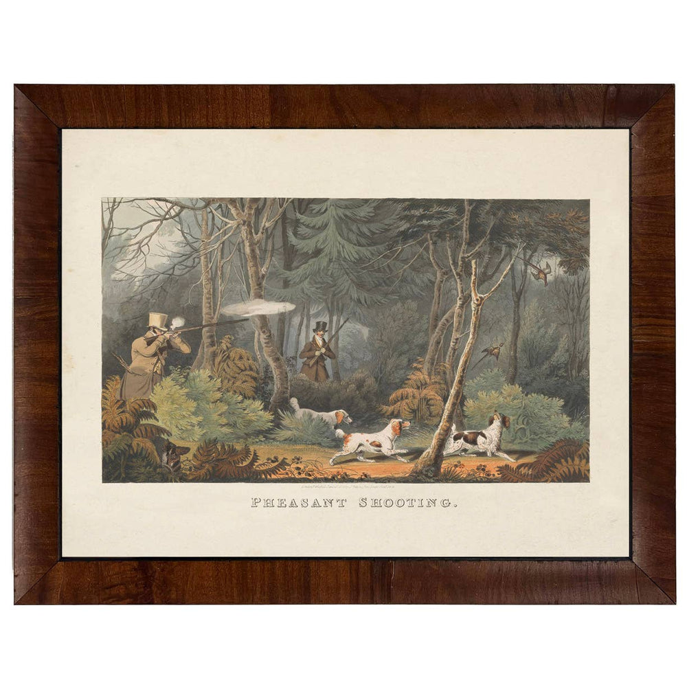 Framed vintage hunt scene on a distressed background C