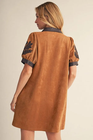 Suede Button Down Mini Dress