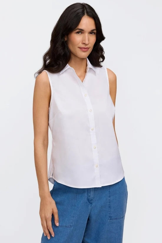 Foxcroft Dina Knit-Woven Sleeveless Layering Shirt