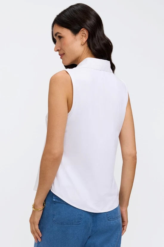 Foxcroft Dina Knit-Woven Sleeveless Layering Shirt