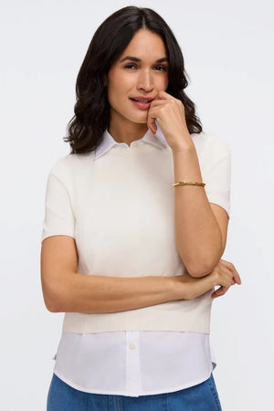 Foxcroft Dina Knit-Woven Sleeveless Layering Shirt