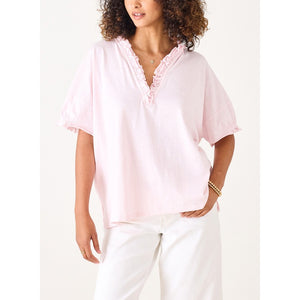 Amelia Ruffle Tee - Rose Quartz