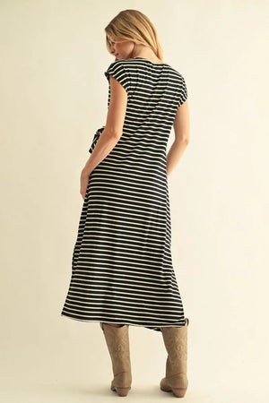 Drop Shoulder Stripe Midi Dress