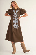 Solid & Applique Midi Dress