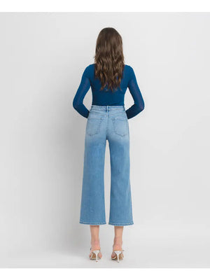 Tummy Control High Rise Crop Wide Leg Jeans
