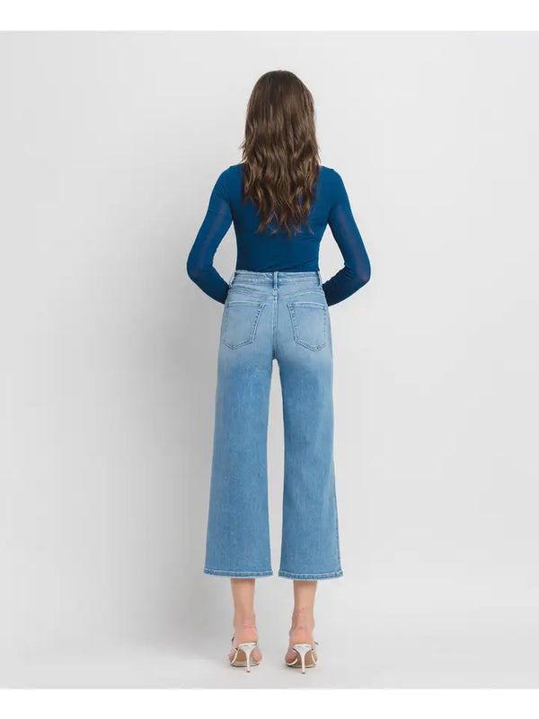 Tummy Control High Rise Crop Wide Leg Jeans