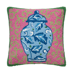 Bright Chinoiserie Jar Hook Pillow