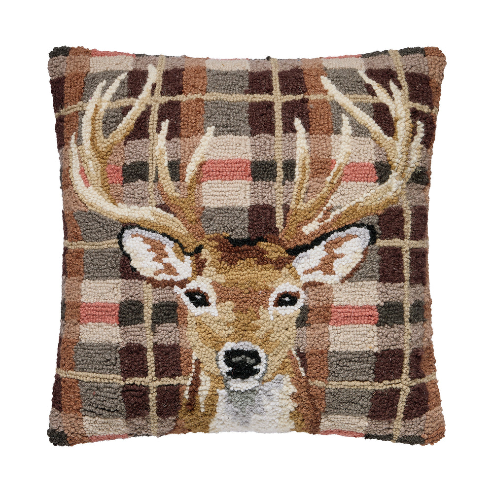 Deer Tartan Hook Pillow Poly Filled