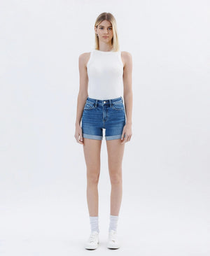 High Rise Double Cuff Shorts