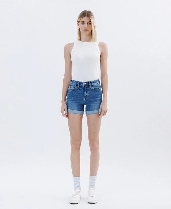 High Rise Double Cuff Shorts