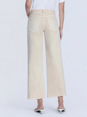 High Rise Cream Crop Wide Leg Jeans