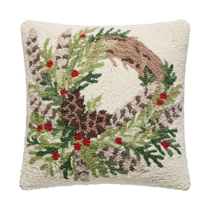Pheasant Feather Wreath Hook Pillow Poly Filled