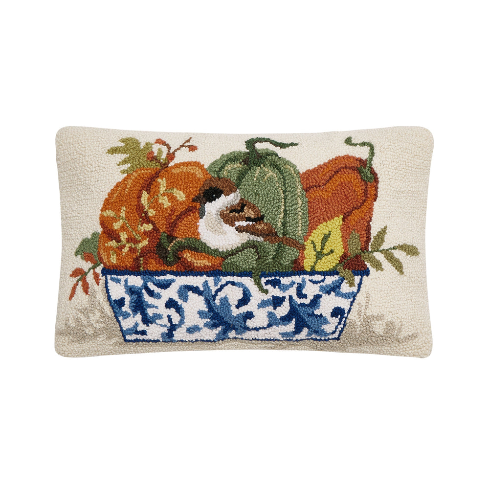 Fall Chinoiserie Pumpkins Hook Pillow Poly Filled