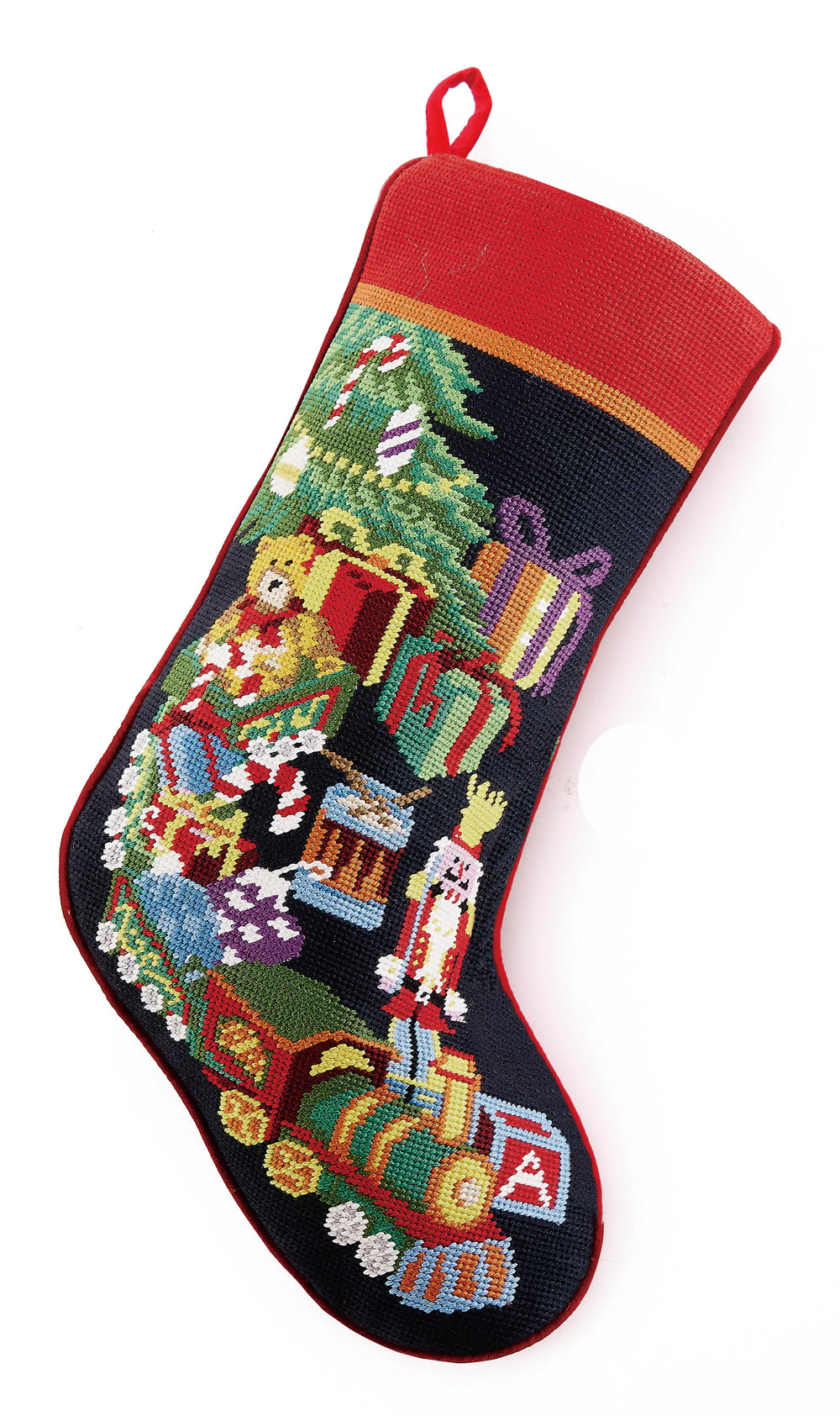 Toy Train Embroidered Stocking