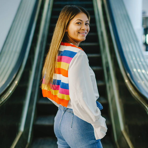 Sorbet Stripes - 17" x 41" Faux Sweater Scarf
