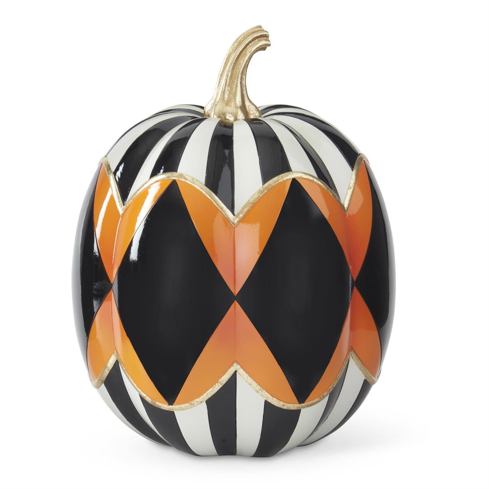 Black & White Striped w/Orange & Black Pumpkin