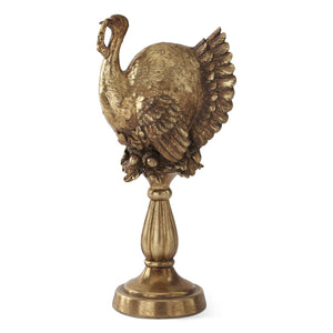 Gold Resin Turkey on Pedestal