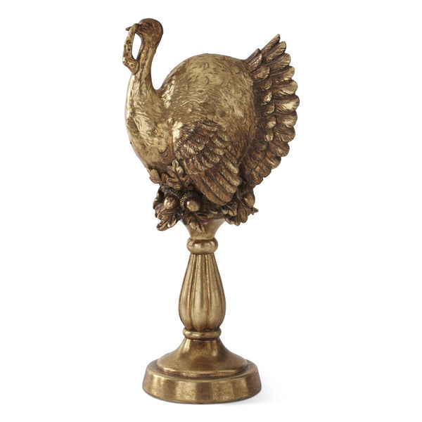 Gold Resin Turkey on Pedestal