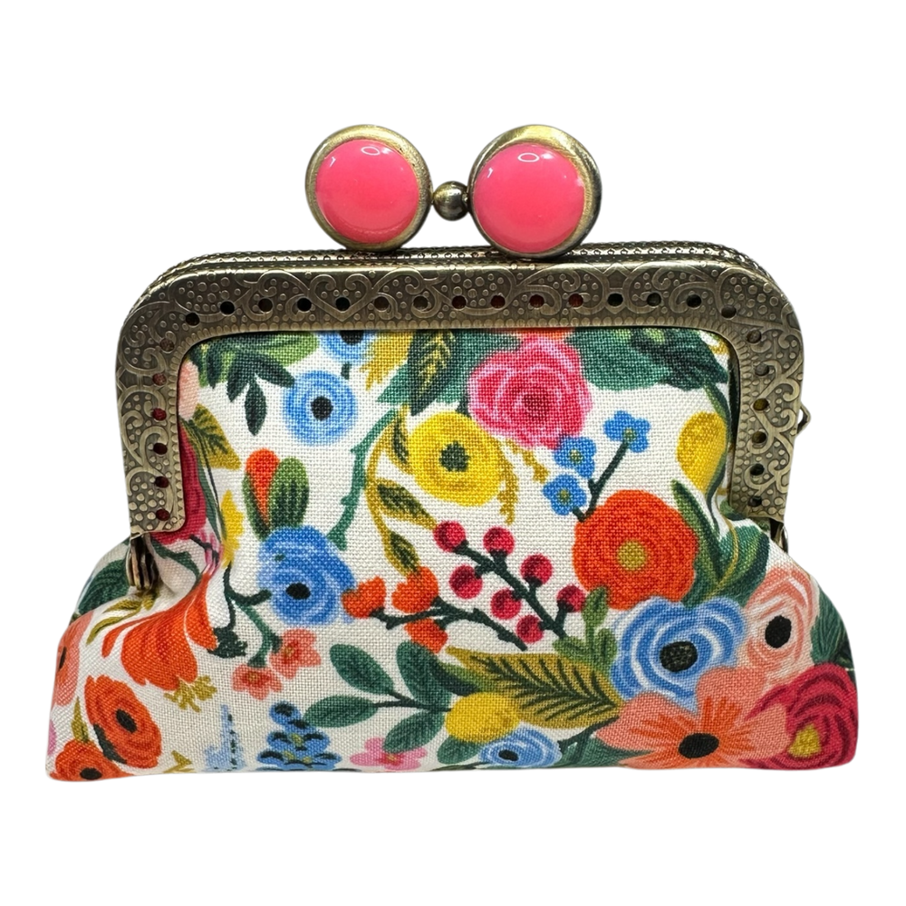 Kiki & Syds Mini Clutch Coin Purse Petite Garden Party Cream