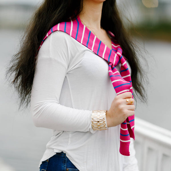 Sunrise Stripes - 17" x 41" Faux Sweater Scarf