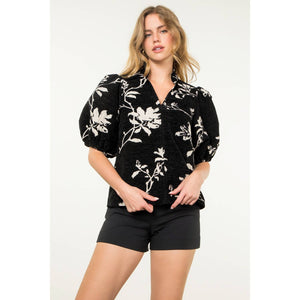 Chenille Puff Sleeve Top