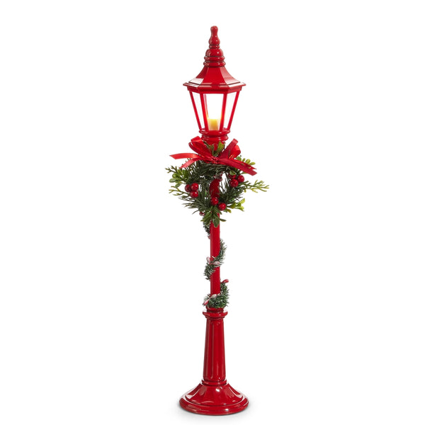 18.5" Lighted Red Lamp Post
