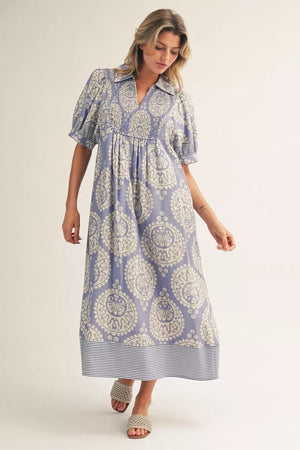 Geo Floral Midi Dress