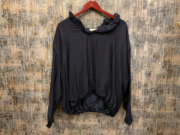 Ruffle Neck V-Cut Blouse