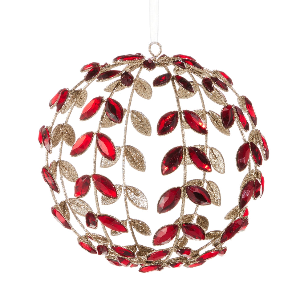 Red Jeweled Vine Ball Ornament